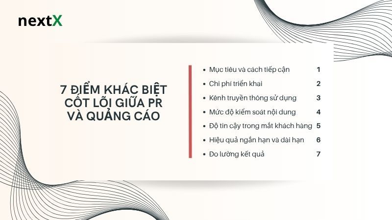 7 điểm khác biệt cốt lõi giữa PR và quảng cáo 