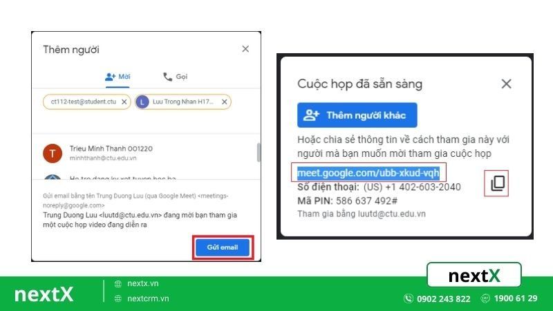 mời người khác tham gia cuộc họp