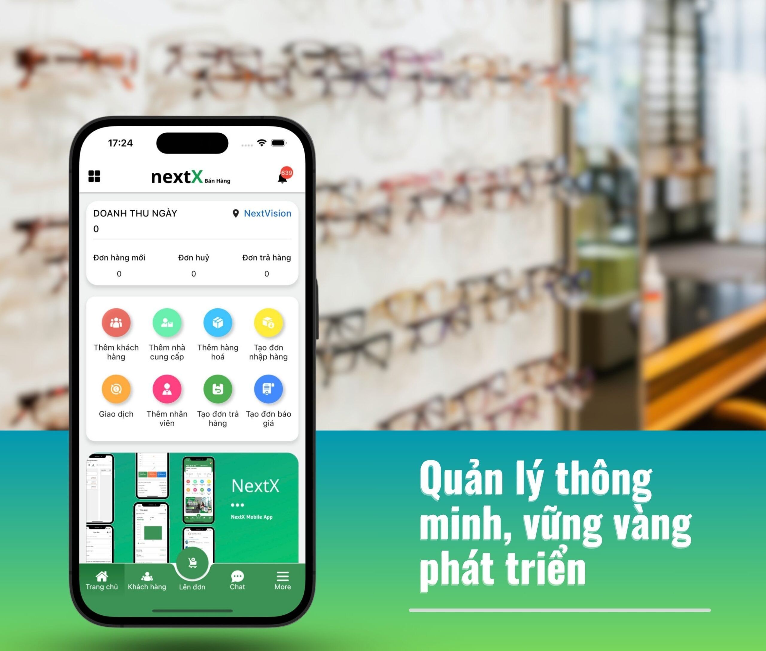 nextx bán hàng phần mềm quản lý bán kính mắt