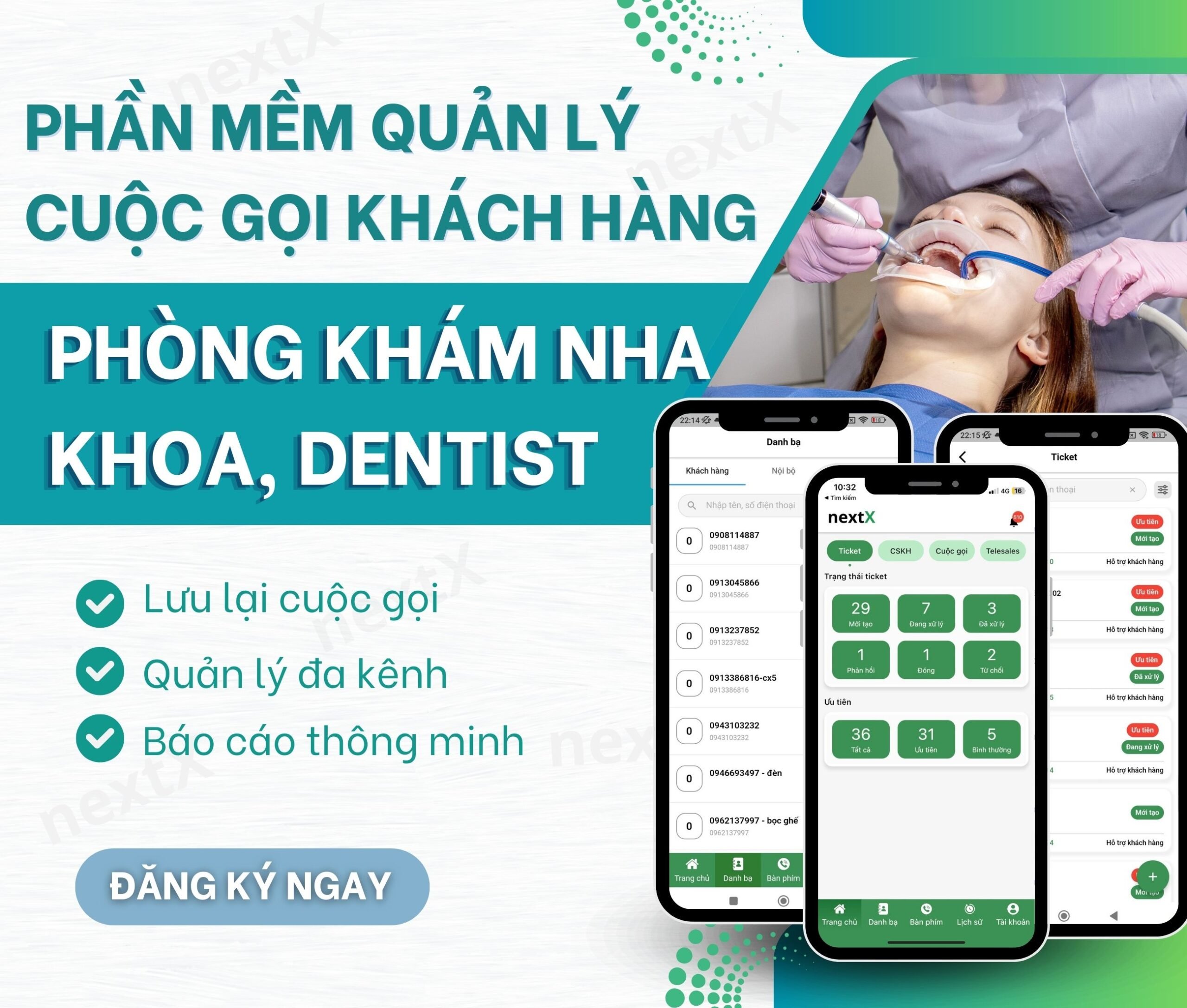 Phần mềm quản lý cuộc gọi khách hàng cho phòng khám nha khoa, Dentist