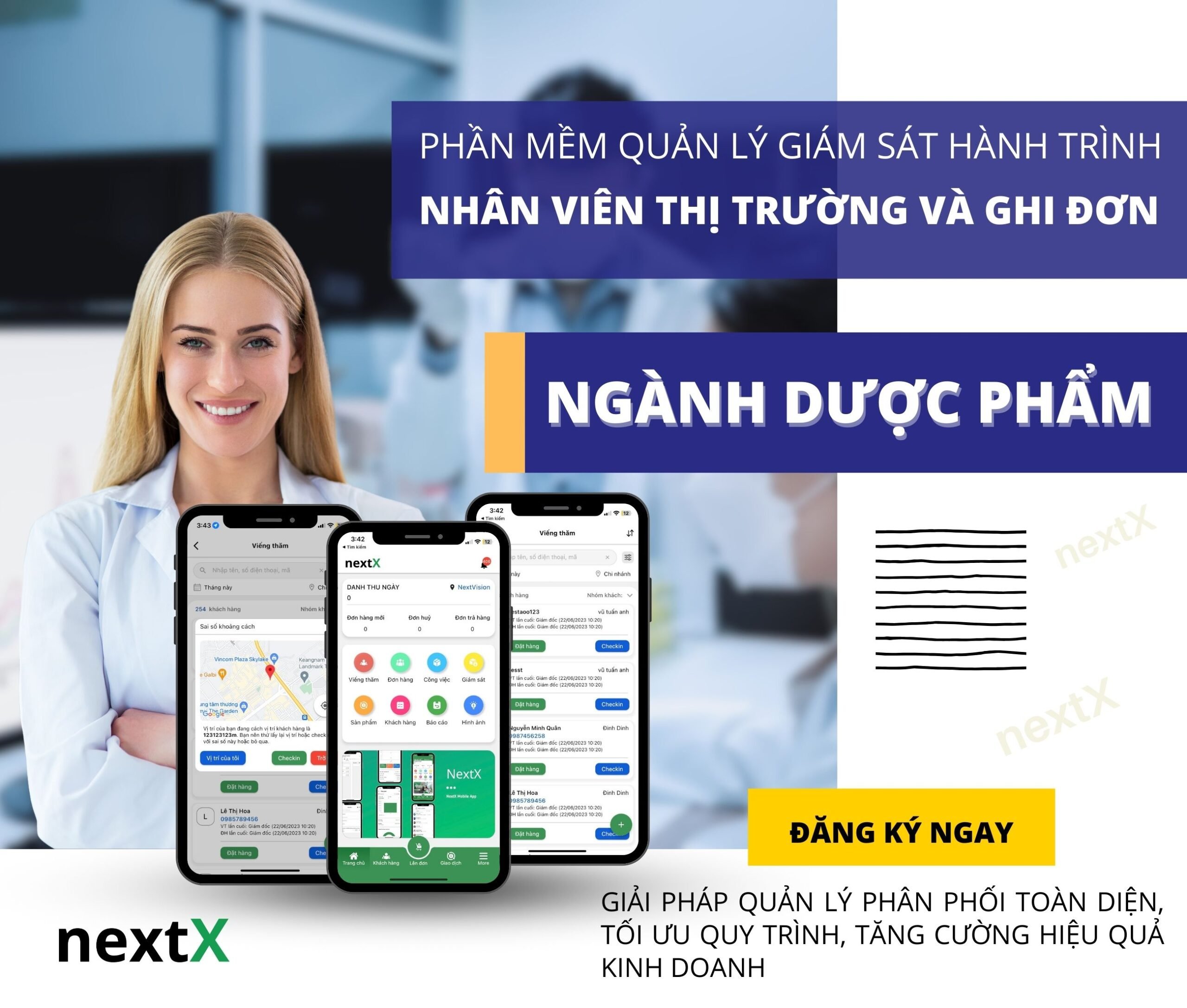 phần mềm quản lý giám sát hành trình nhân viên thi trường và ghi đơn ngành dược phẩm
