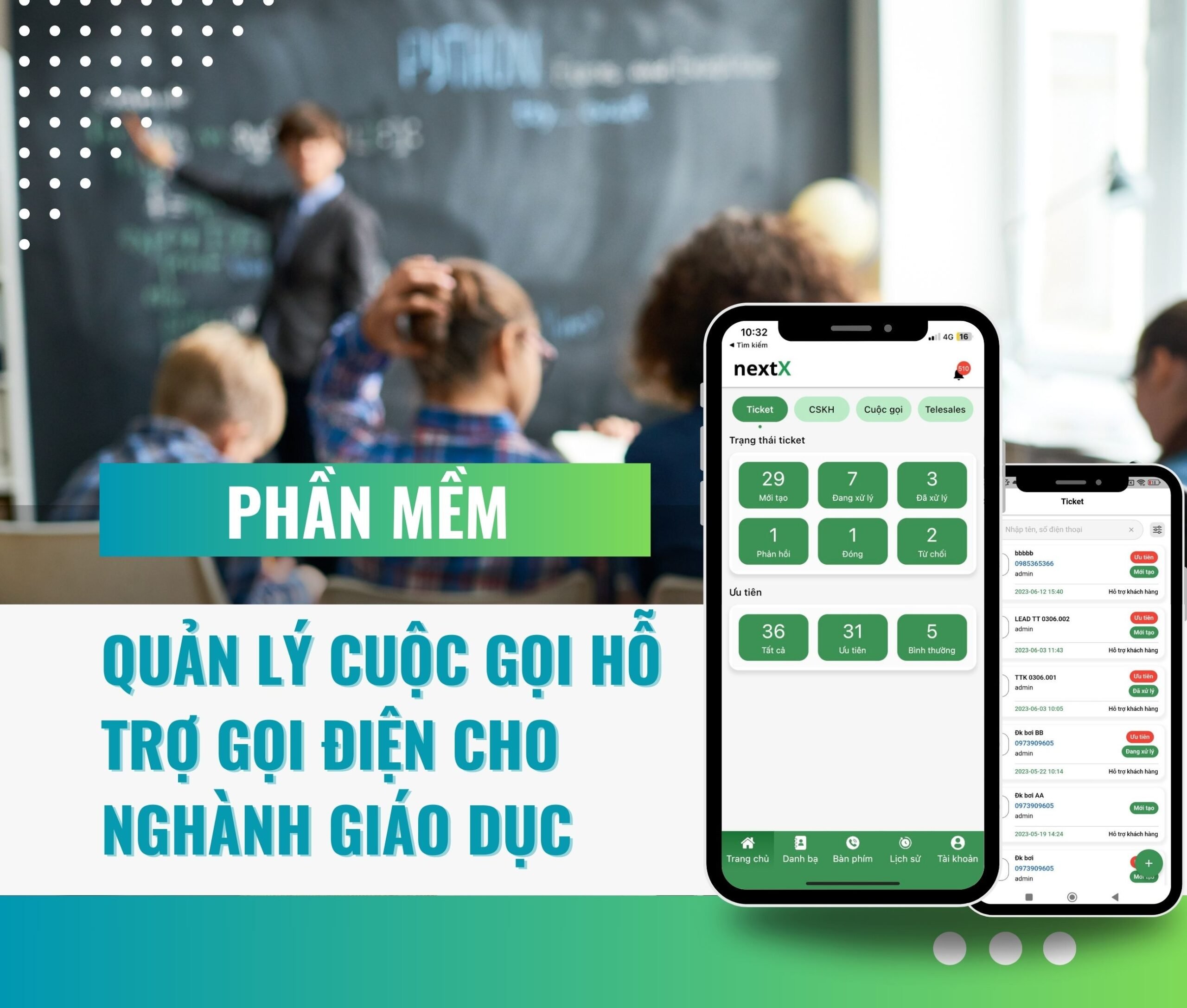 quản lý cuộc gọi hỗ trợ gọi điện cho ngành giáo dục