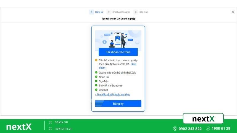 xác thực tài khoản zalo oa