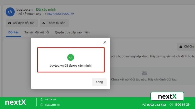 Xác minh tên miền trên facebook
